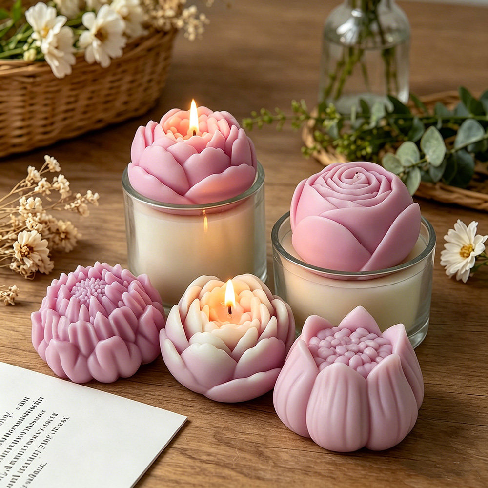 Candle Making Ingredients - Forma silikonowa 3D kwiaty: piwonia, róża,