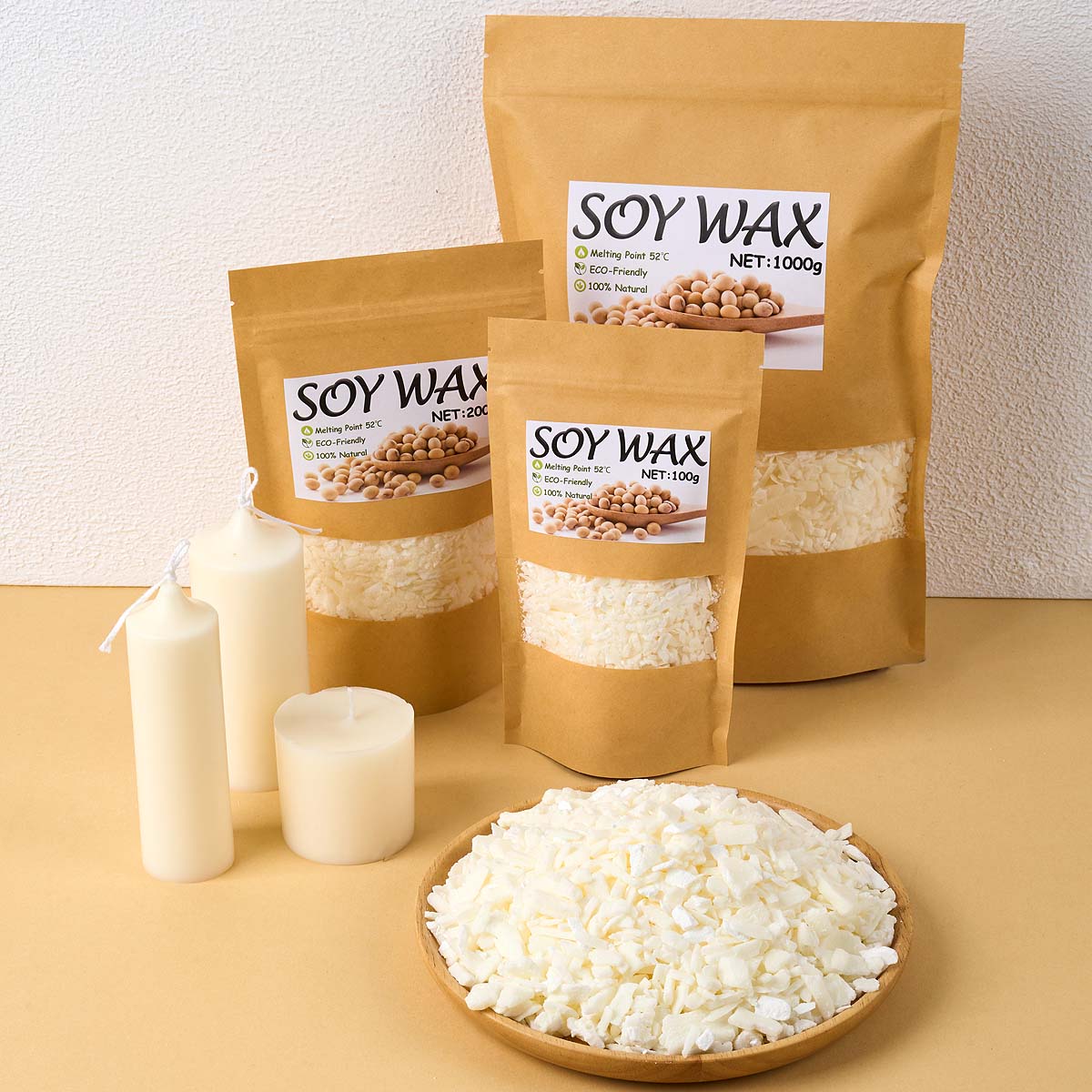 Candle Making Ingredients - 1-punktowy czysty biały wosk sojowy do